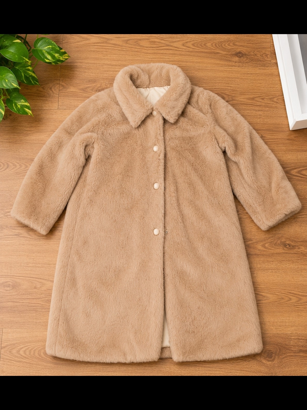 Plush Faux Fur Coat in Camel - Brand Unknown